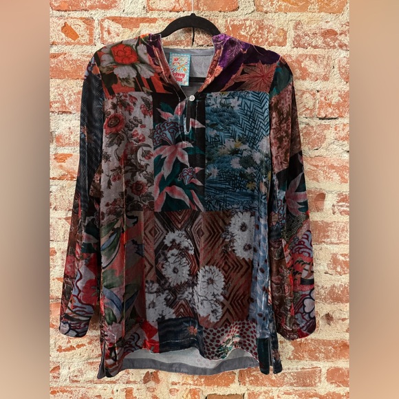 Johnny Was Tops - SOLD LIVE BUNDLE - Johnny Was Velvet Multicolor Floral Patchwork Velvet Tunic